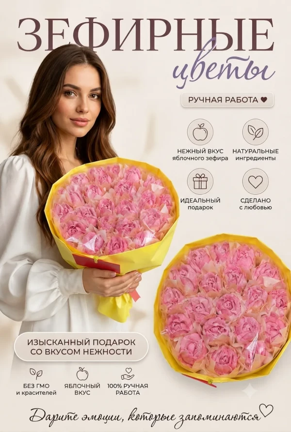 №1 Букет Зефирный Размер XL розовый,350г в Новосибирске