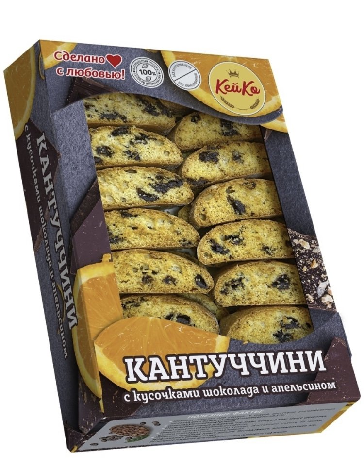  Кей Ко Кантуччини с кусочками шоколада и апельсином, 200г   в Новосибирске