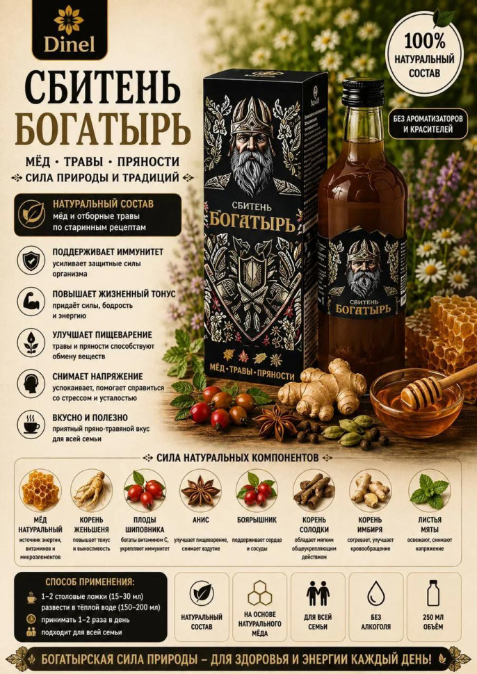  Сбитень Богатырь, 250мл  в Новосибирске