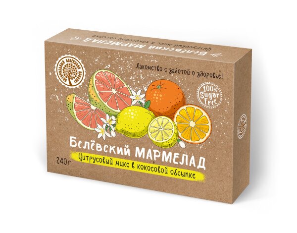 №2 Мармелад белевский на фруктозе 240г "Цитрусовый микс" в Новосибирске
